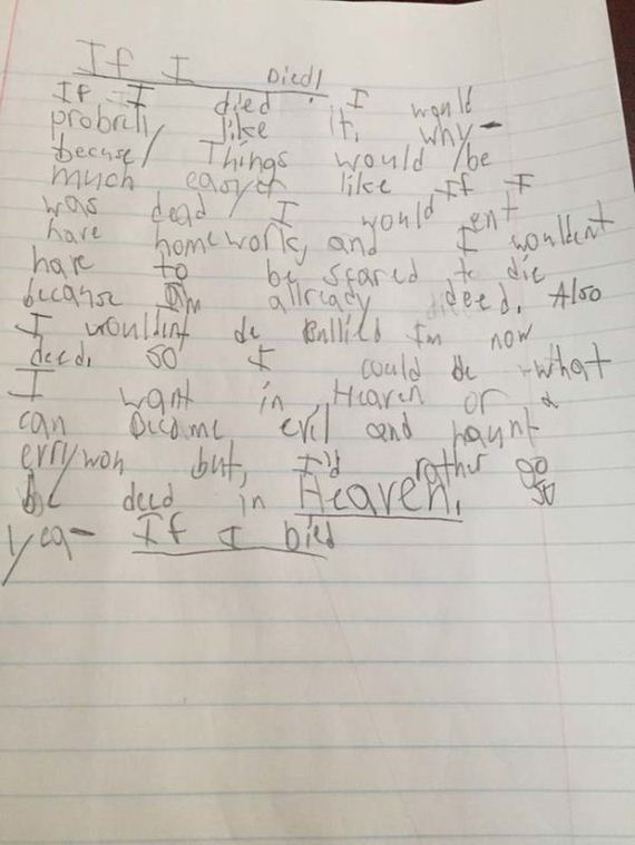 9 Year Old Kid Writes Extremely Creepy Essay - Barnorama