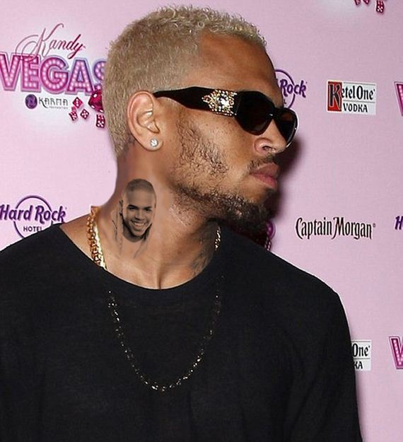 The Best Celebrity Neck Tattoos - Barnorama Chris Brown Neck Tattoo Lion.