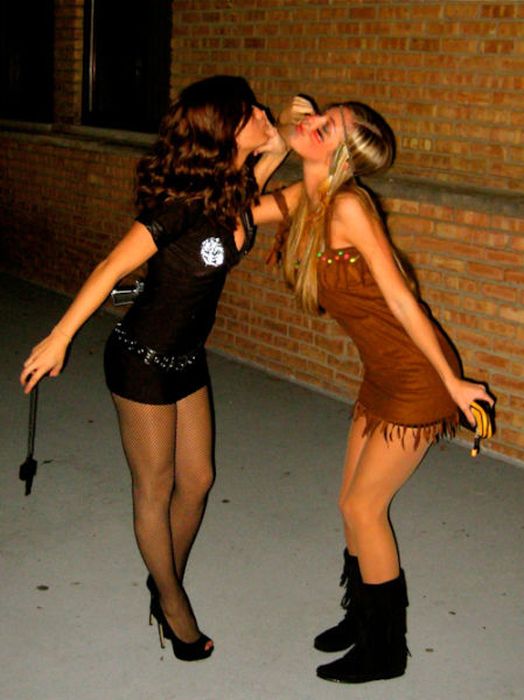 College Girls Wearing Sexy Costumes Bar