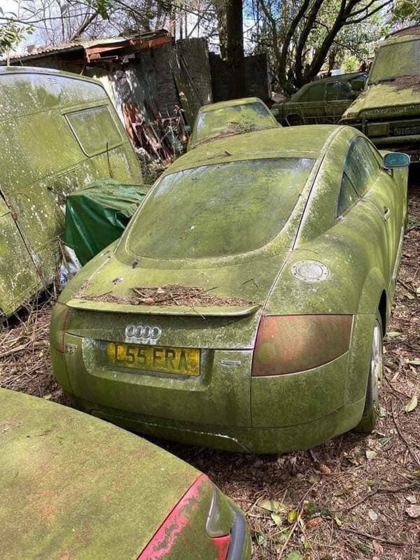 Abandoned Audi TT Quattro among other cars, UK