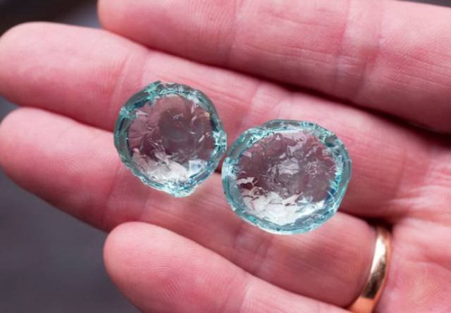 Transparent jelly-like beads on the ground