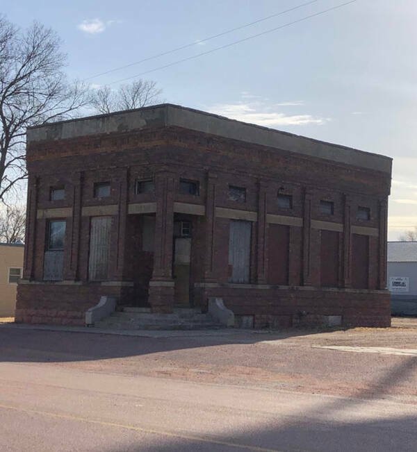 Old abandoned bank in Gayville, South Dakota