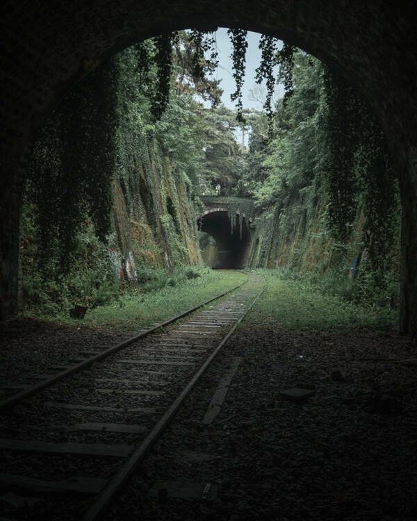 Abandoned train tracks in France