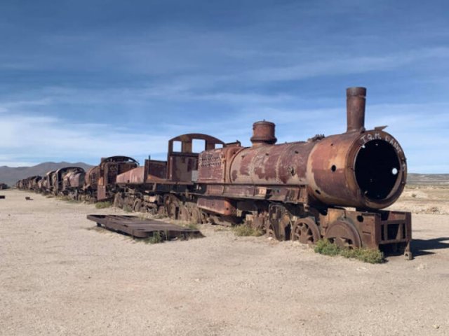 Train cemetery in Uyuni, Bolivia