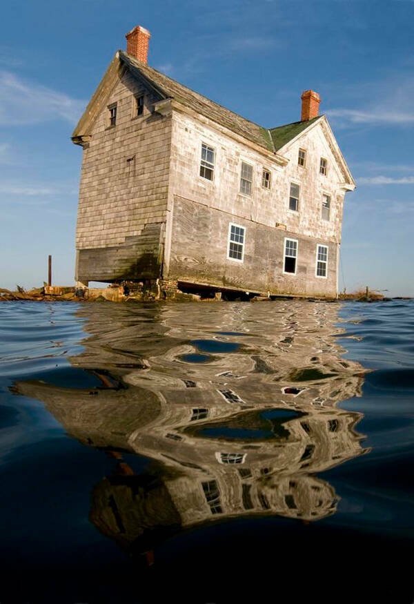 The last abandoned house on an eroding island