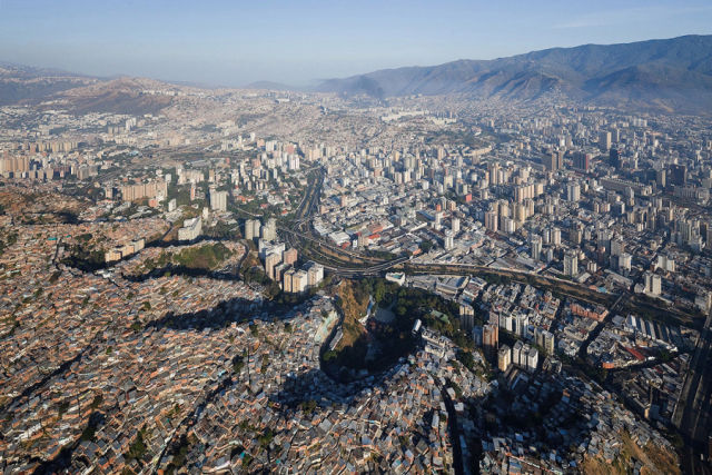 Hillside settlements across Caracas, Venezuela