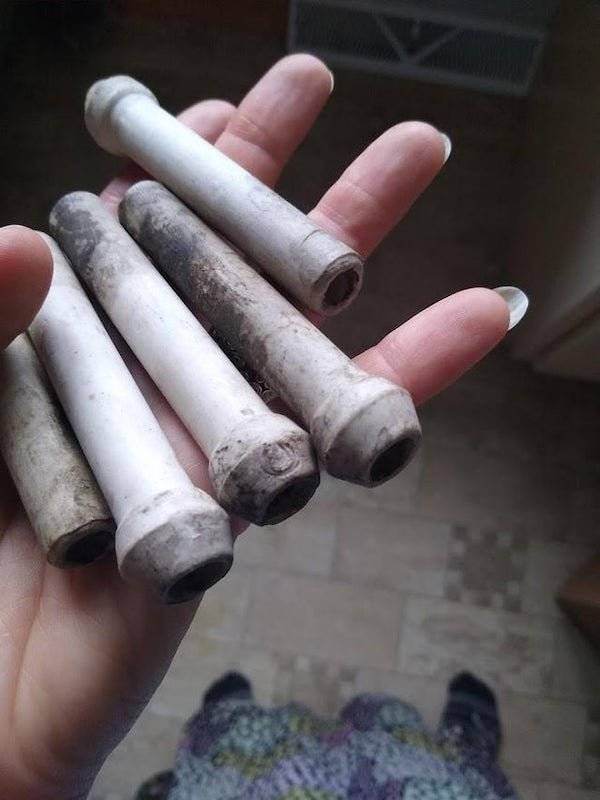 An old ceramic tube with holes