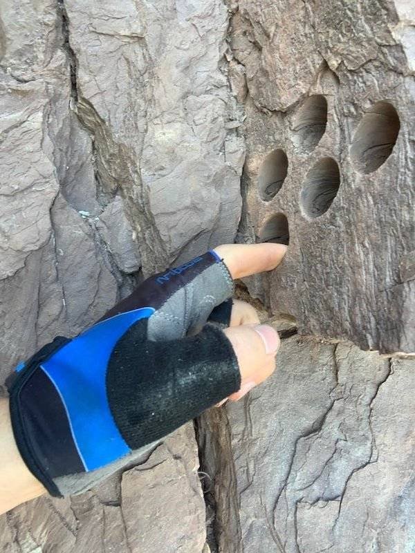 Drilled holes in rock
