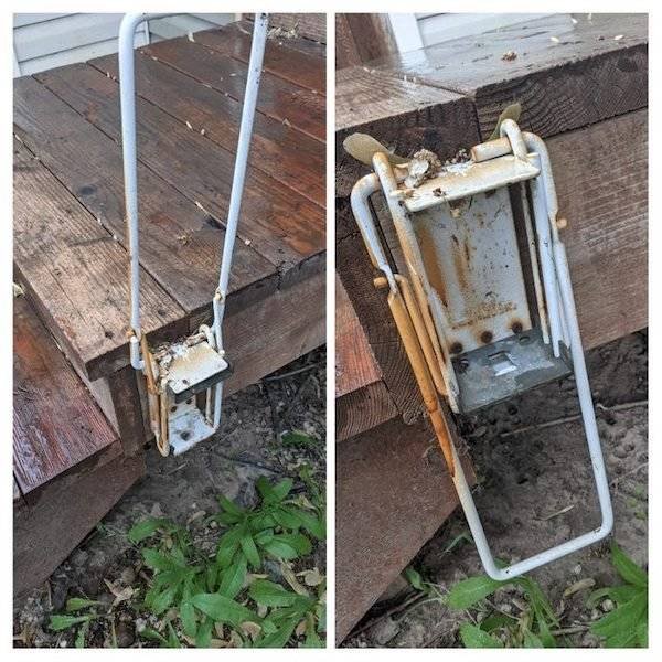 A folding metal device on a porch